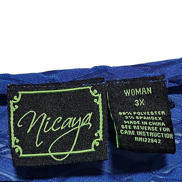 Nicaya Blue Textured Button Up Shirt  Womens Plus Size 3X Layering Piece Casual - Picture 4 of 4